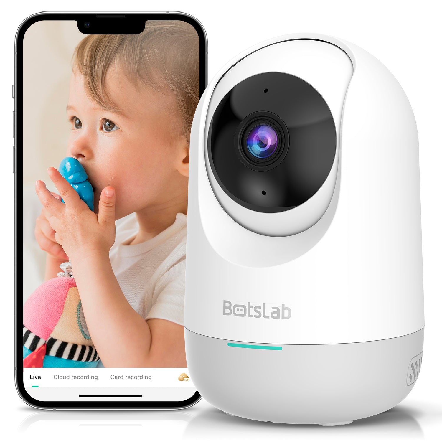 Botslab Indoor Smart Pan Tilt Camera C212 - 2K WiFi Indoor Home Security Dome Camera with Human and Motion Detection, Night Vision Baby Monitor, Compatible with Google & Alexa | Product of USA